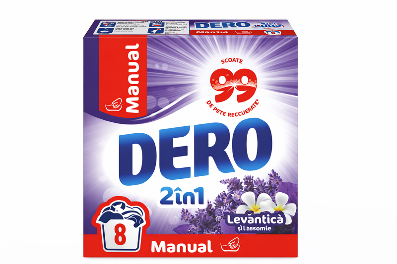 Dero 2 în 1 Detergent Manual pentru Rufe, 400 g