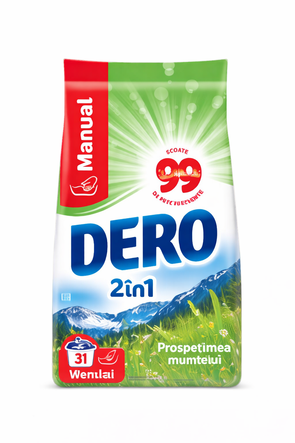 Dero 2 în 1 Detergent Manual pentru Rufe, 1,4 kg – 20 Spălări