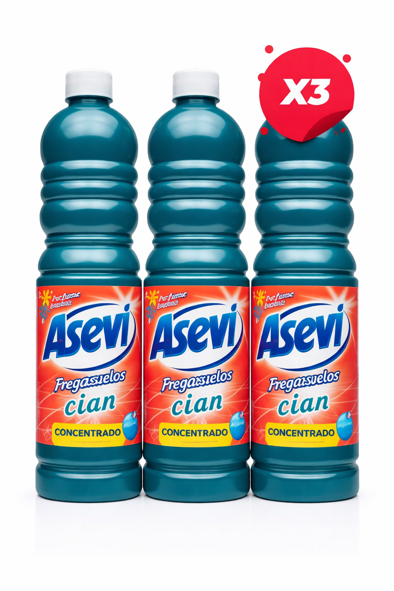 Detergent Pardoseli Asevi Cian Concentrado – Pachet x3 | Curățare Intensă și Prospețime