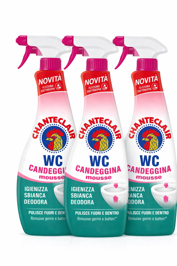 Chanteclair WC Candeggina Mousse cu Clor – Igienizare și Albire, Pachet x3