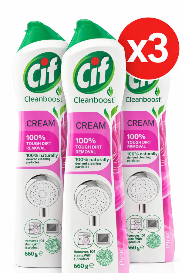 Cif Cleanboost Cream Pink – Cremă de Curățare Universală, Pachet x3, 500ML