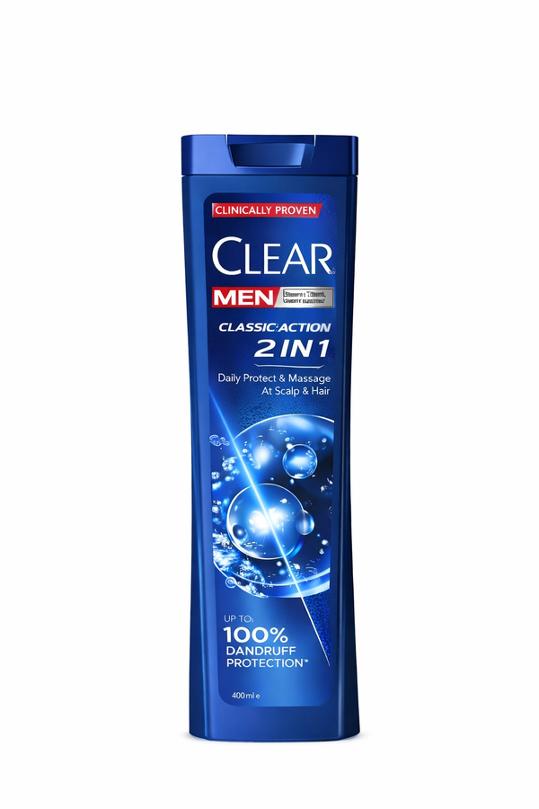 Șampon Antimătreață Clear Men Classic Action 2 în 1 – Șampon & Balsam – 225 ml