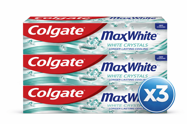 Pachet 3X Pastă de Dinți Colgate Max White White Crystals – Albire Vizibilă – 75 ml