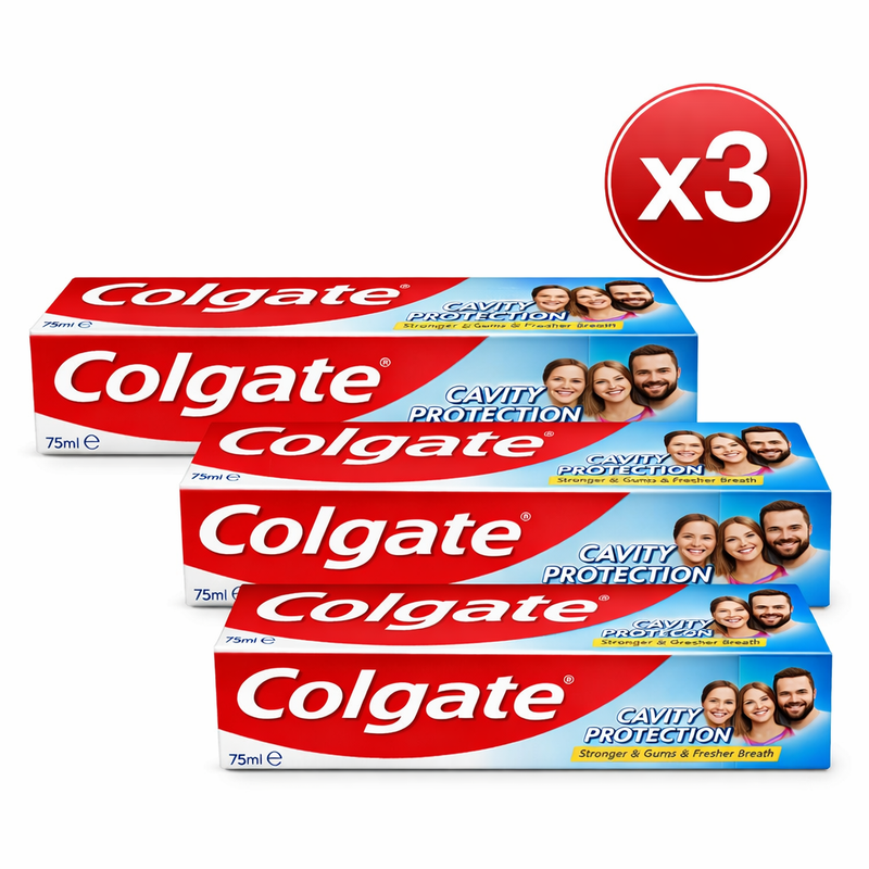 Pachet 3X Pastă de Dinți Colgate Cavity Protection – Protecție Împotriva Cariilor – 75 ml