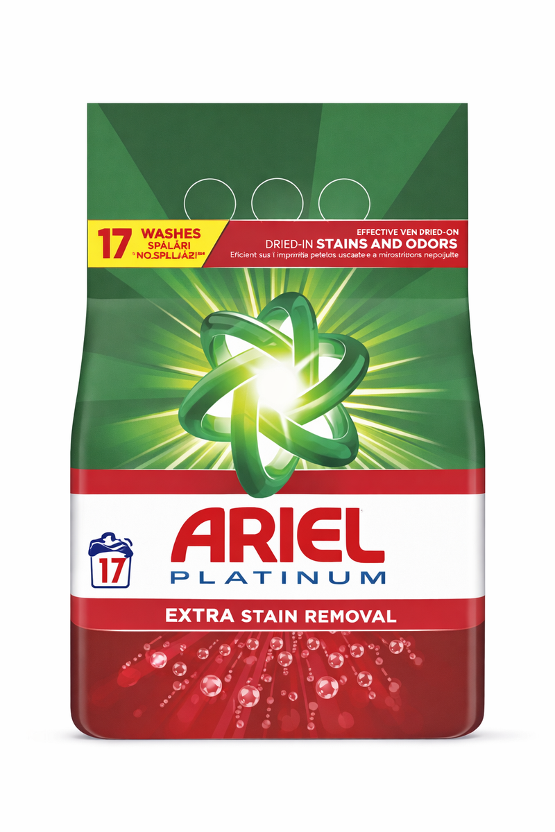 Ariel Platinum Detergent Pudră Automat Extra Stain Removal Ariel, 1,105 kg – 17 Spălări