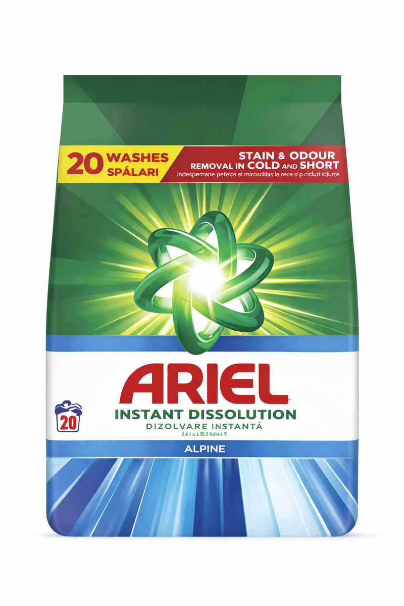 Ariel Instant Dissolution Alpin Detergent Pudră Automat Ariel, 1,3 kg – 20 Spălări
